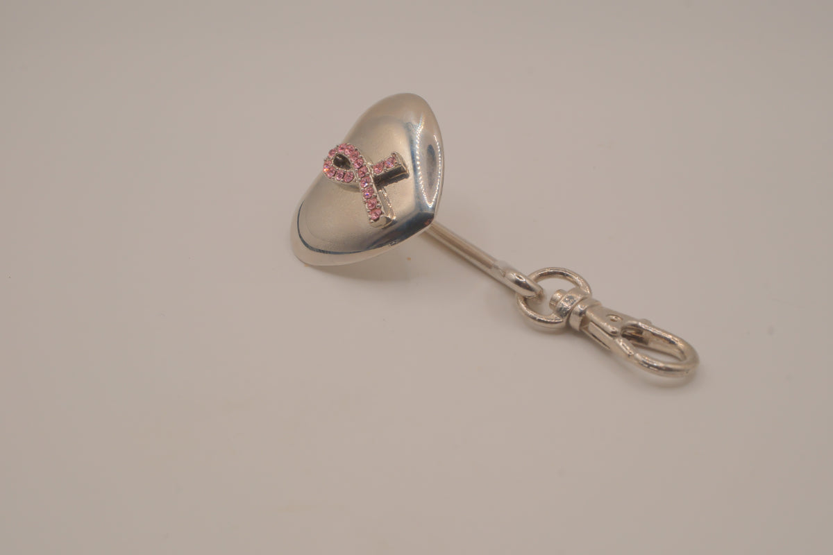Vintage Avon Breast Cancer Crusade Silver Heart Locket Keychain