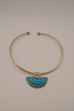 Vintage silver tone torque collar necklace
