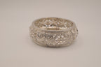 Vintage silver tone filigree stretch cuff bracelet