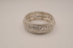 Vintage silver tone filigree stretch cuff bracelet