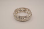 Vintage silver tone filigree stretch cuff bracelet