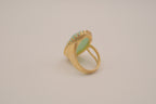 Vintage gold tone Jade cocktail ring