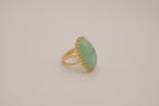 Vintage gold tone Jade cocktail ring