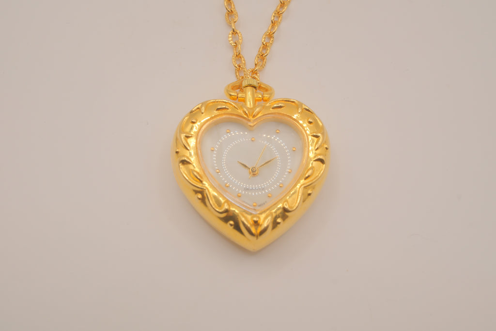 Vintage Avon Heart Watch Pendant Necklace