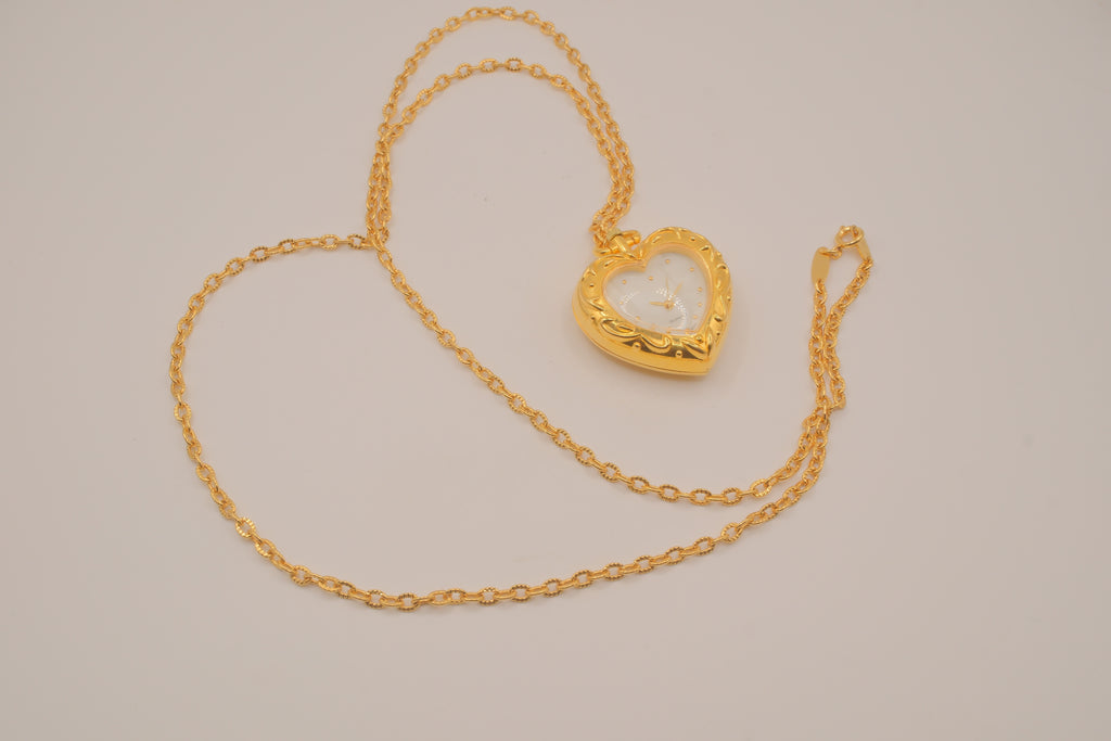 Vintage Avon Heart Watch Pendant Necklace