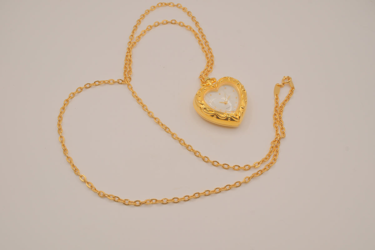 Vintage Avon Heart Watch Pendant Necklace