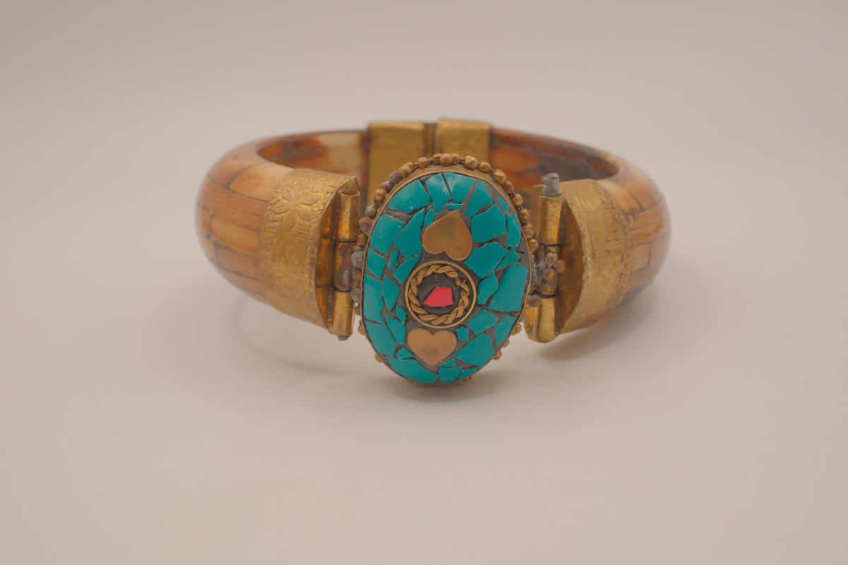 Tibetan or Himalayan-style hinged cuff bracelet