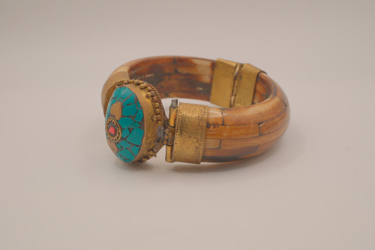 Tibetan or Himalayan-style hinged cuff bracelet