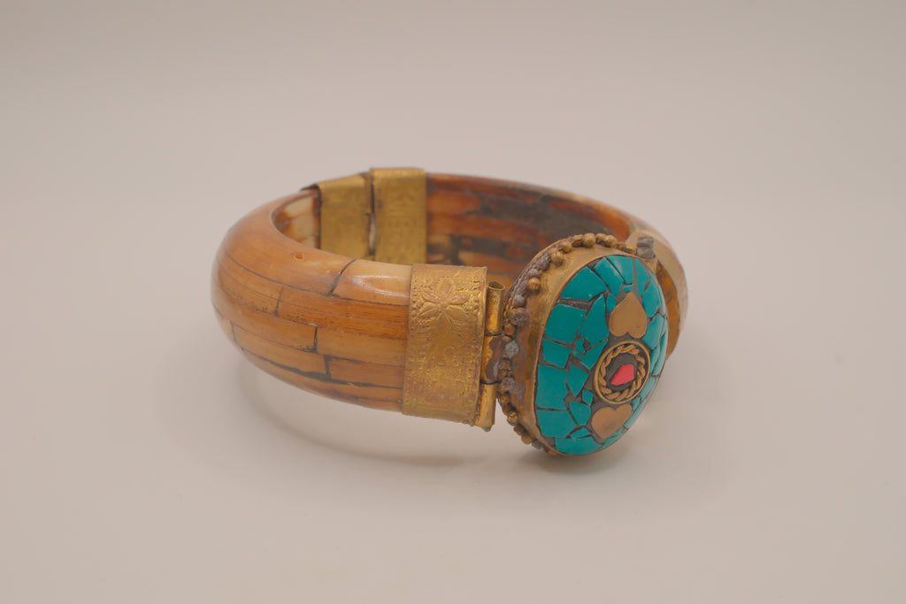 Tibetan or Himalayan-style hinged cuff bracelet