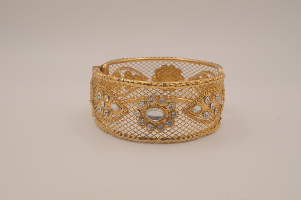 Vintage net filigree hinged bangle bracelet