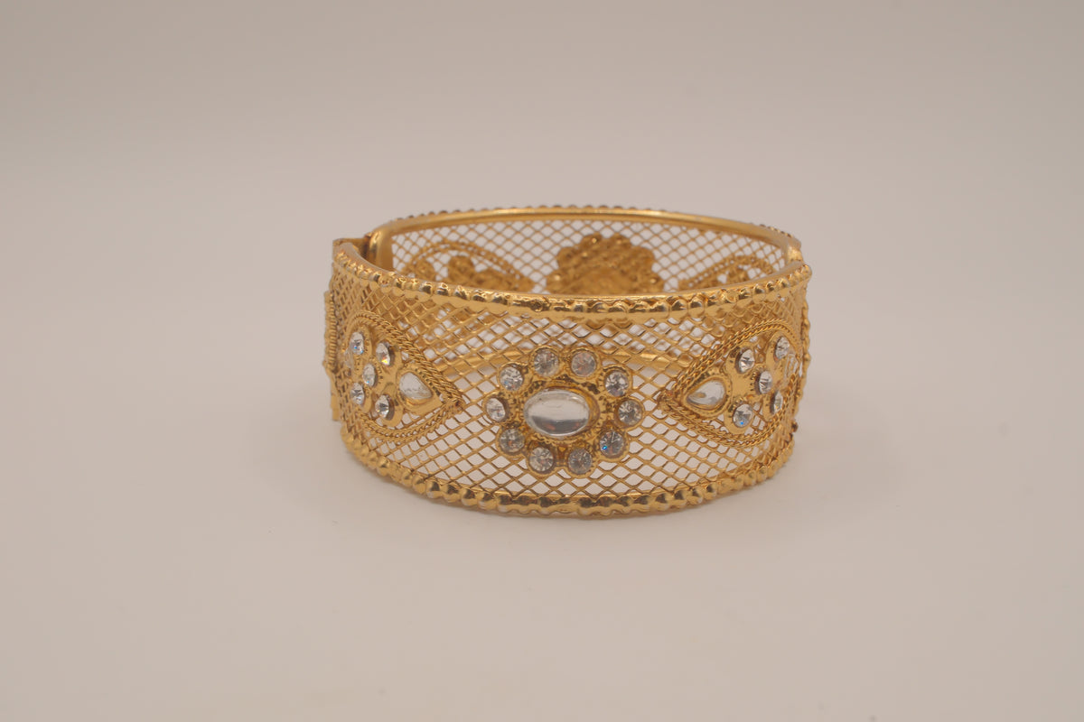 Vintage net filigree hinged bangle bracelet