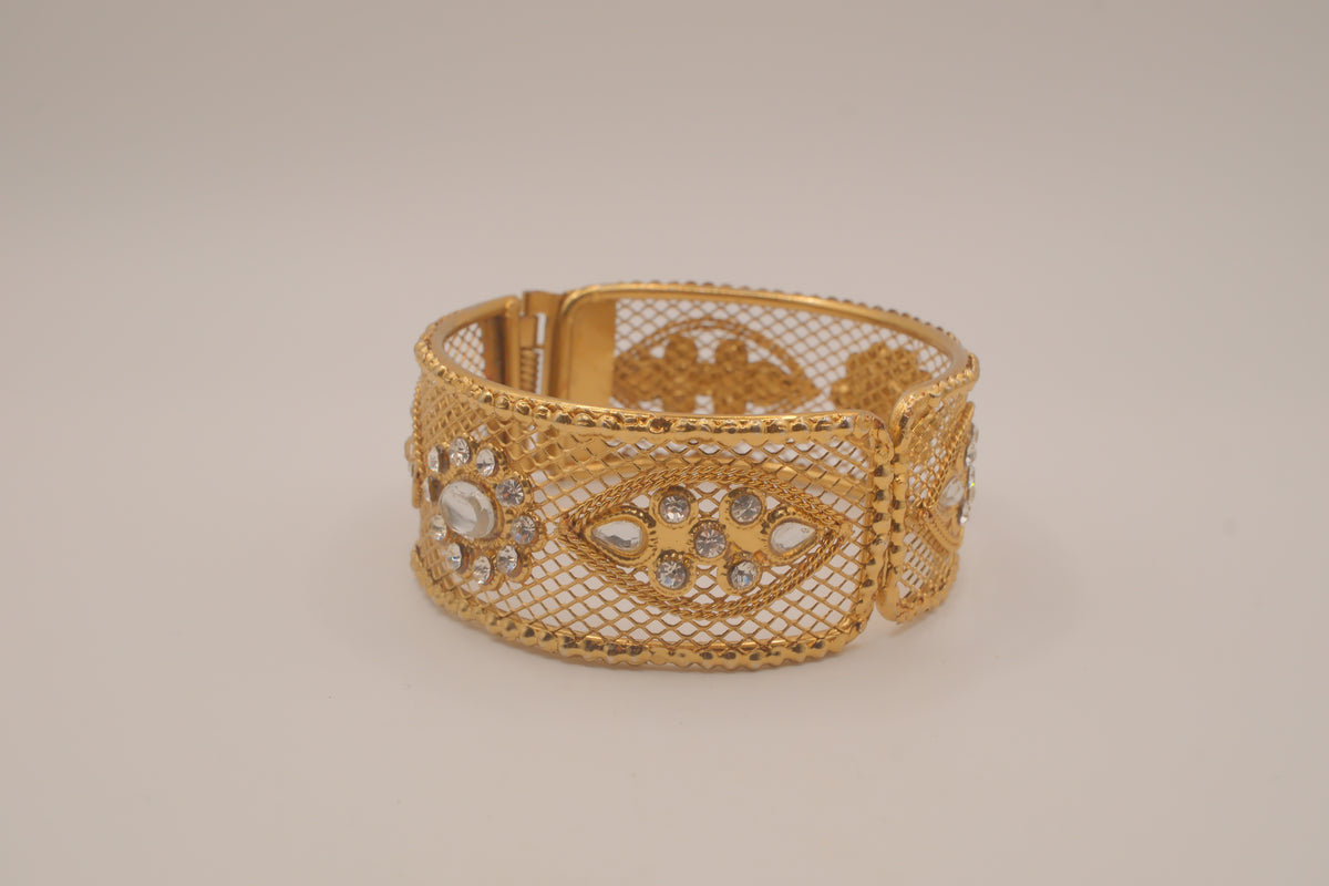 Vintage net filigree hinged bangle bracelet