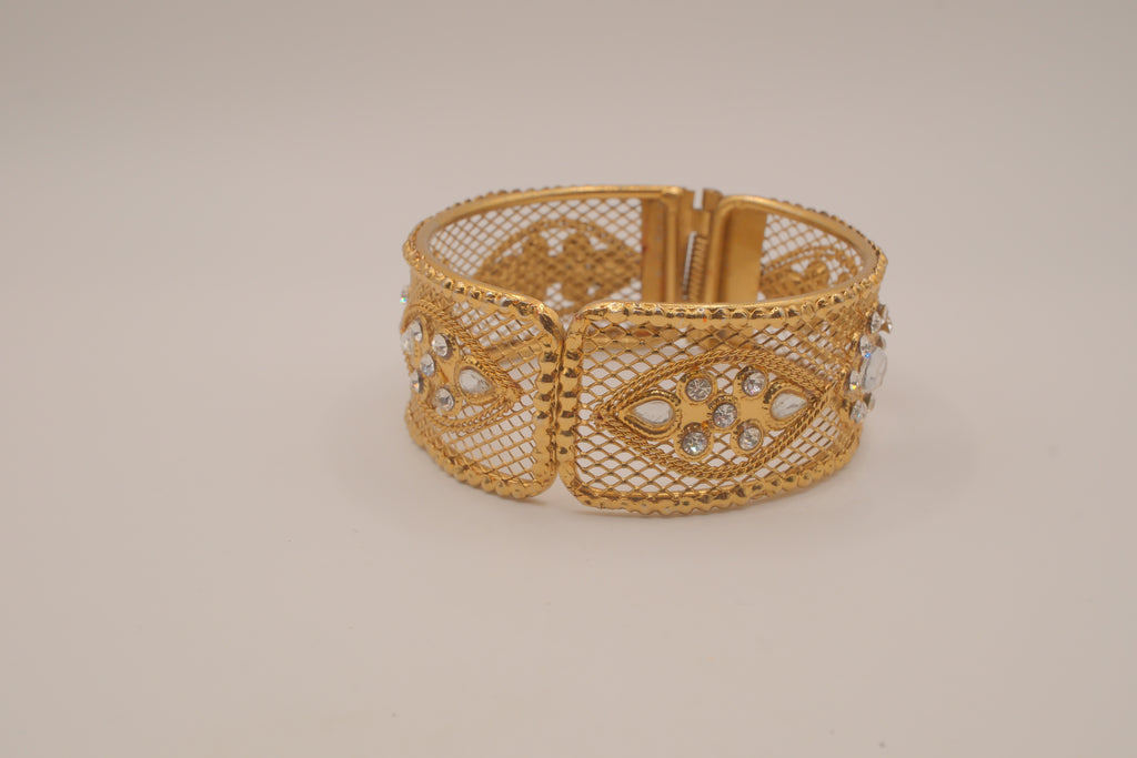 Vintage net filigree hinged bangle bracelet