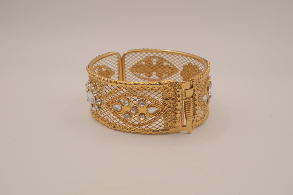Vintage net filigree hinged bangle bracelet