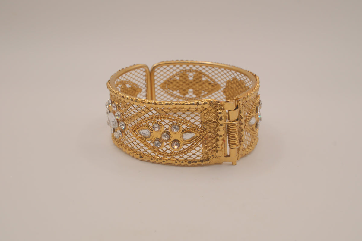 Vintage net filigree hinged bangle bracelet