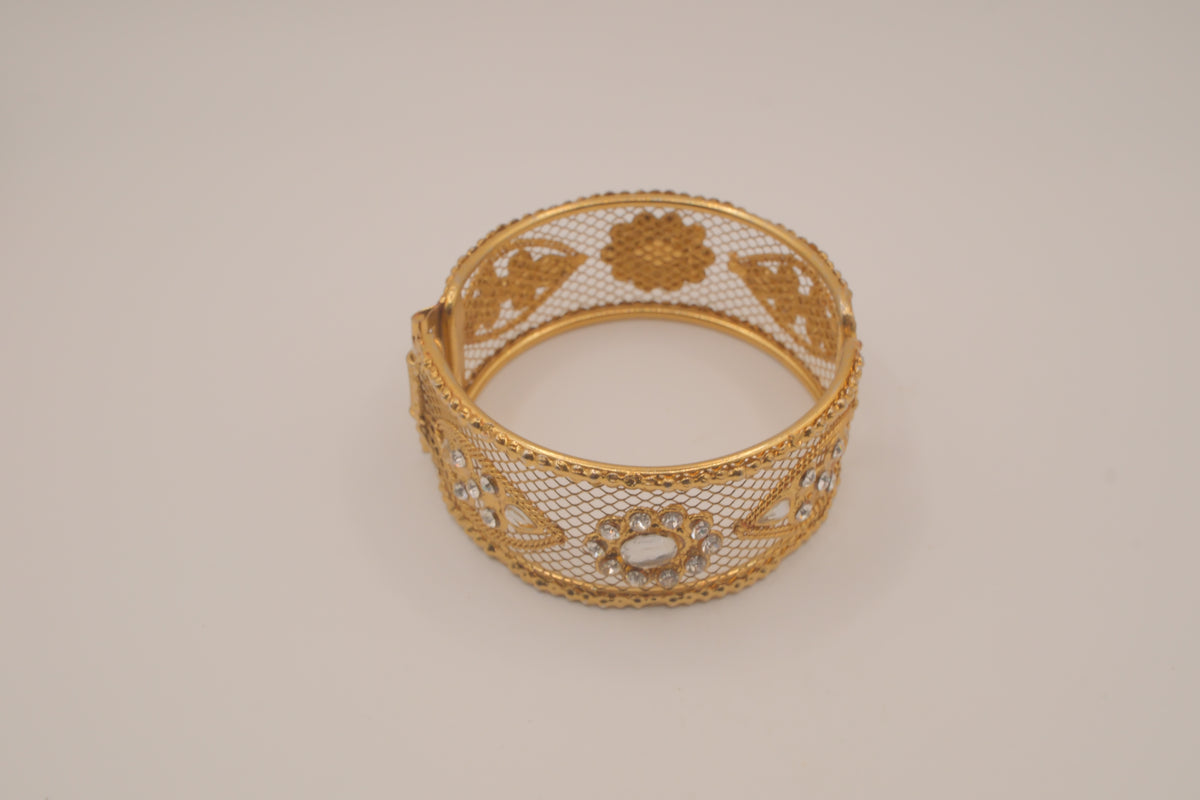 Vintage net filigree hinged bangle bracelet