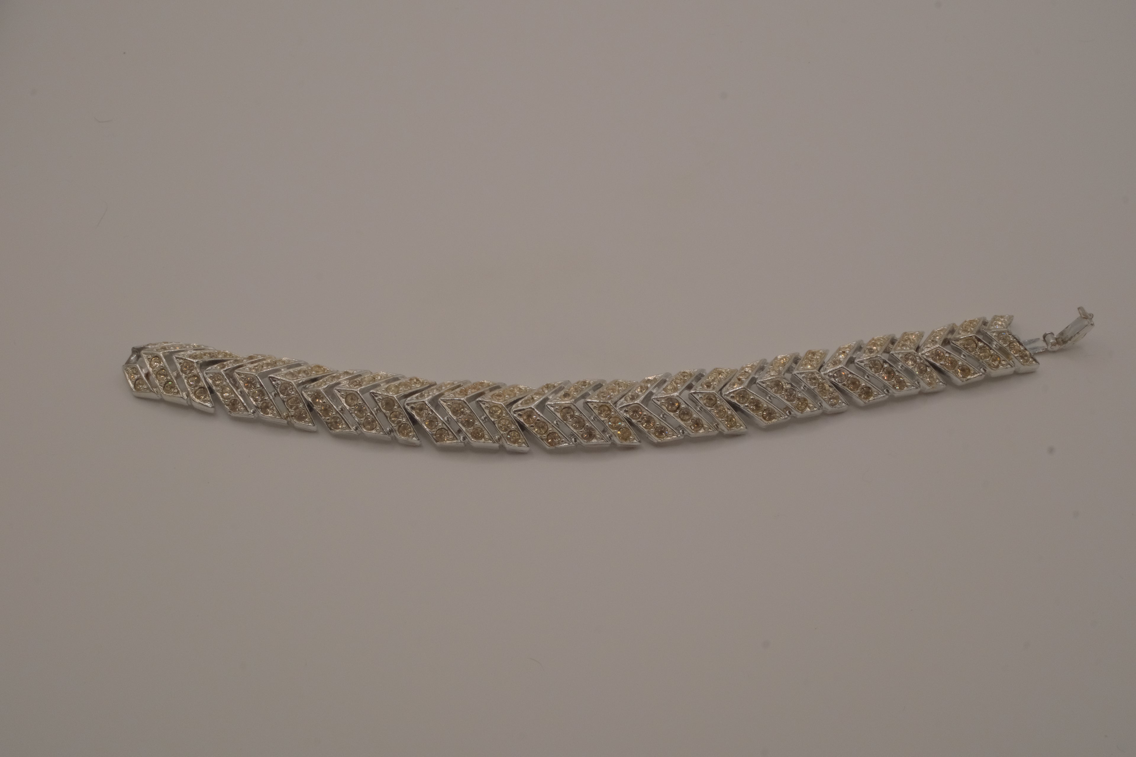 Vintage chevron rhinestone tennis bracelet