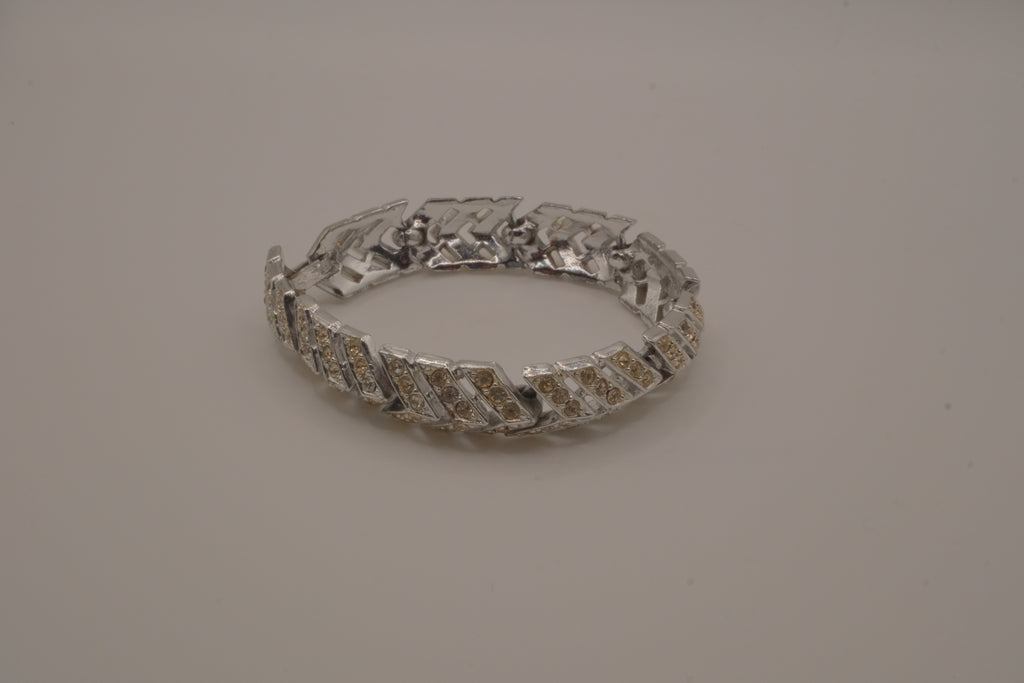 Vintage chevron rhinestone tennis bracelet