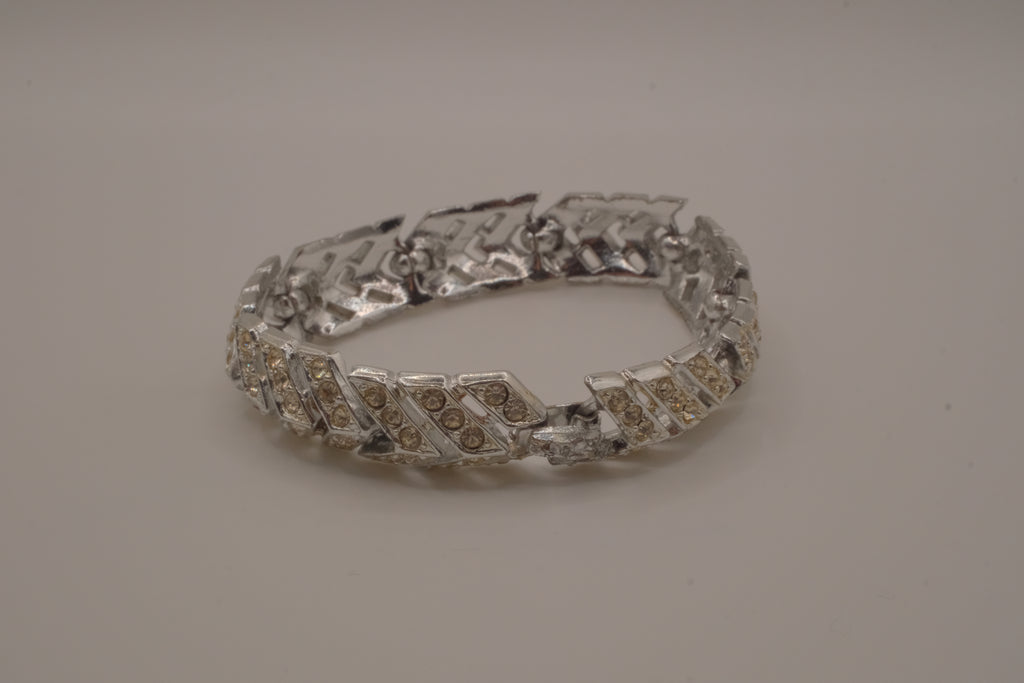 Vintage chevron rhinestone tennis bracelet