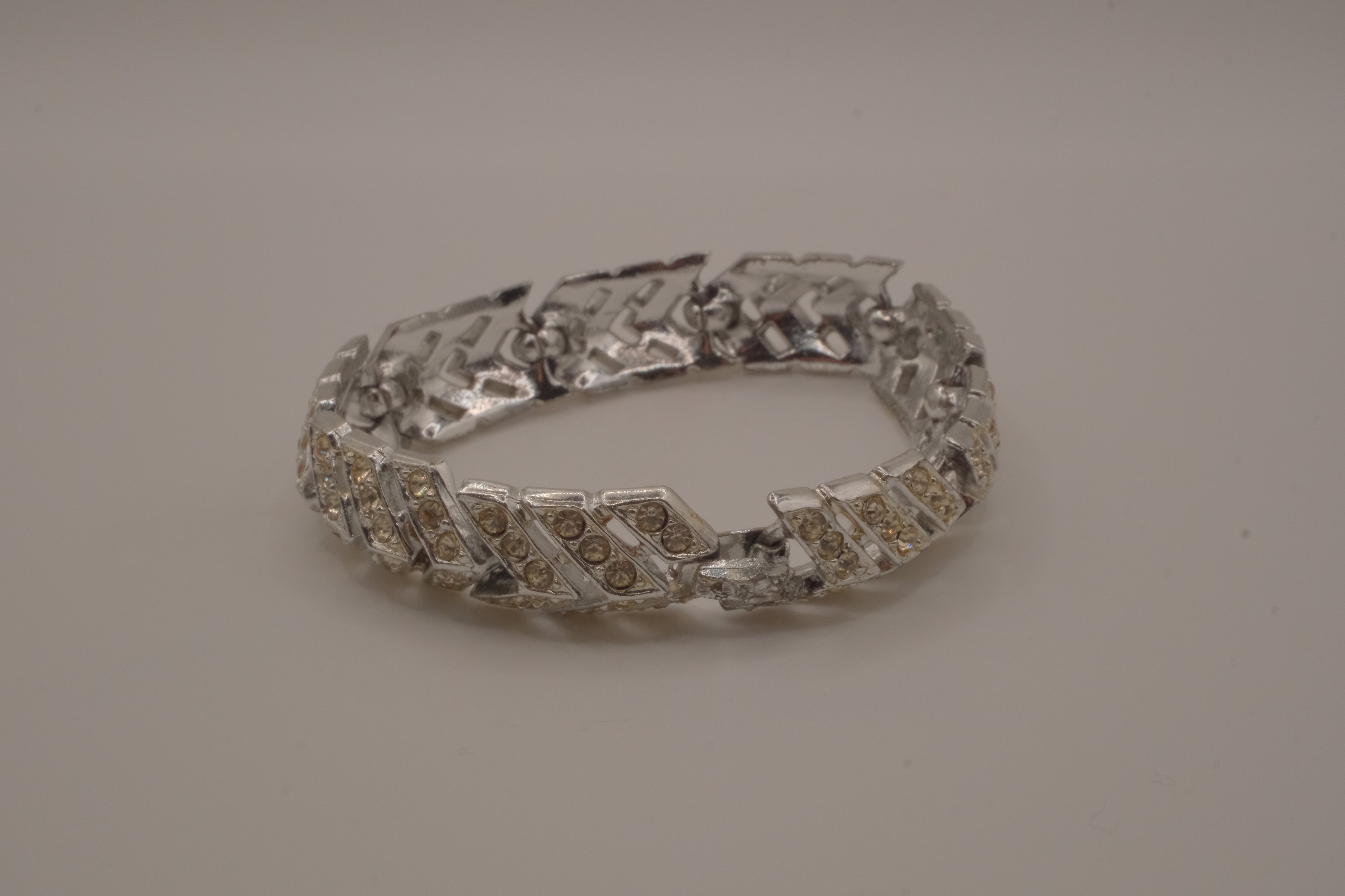 Vintage chevron rhinestone tennis bracelet