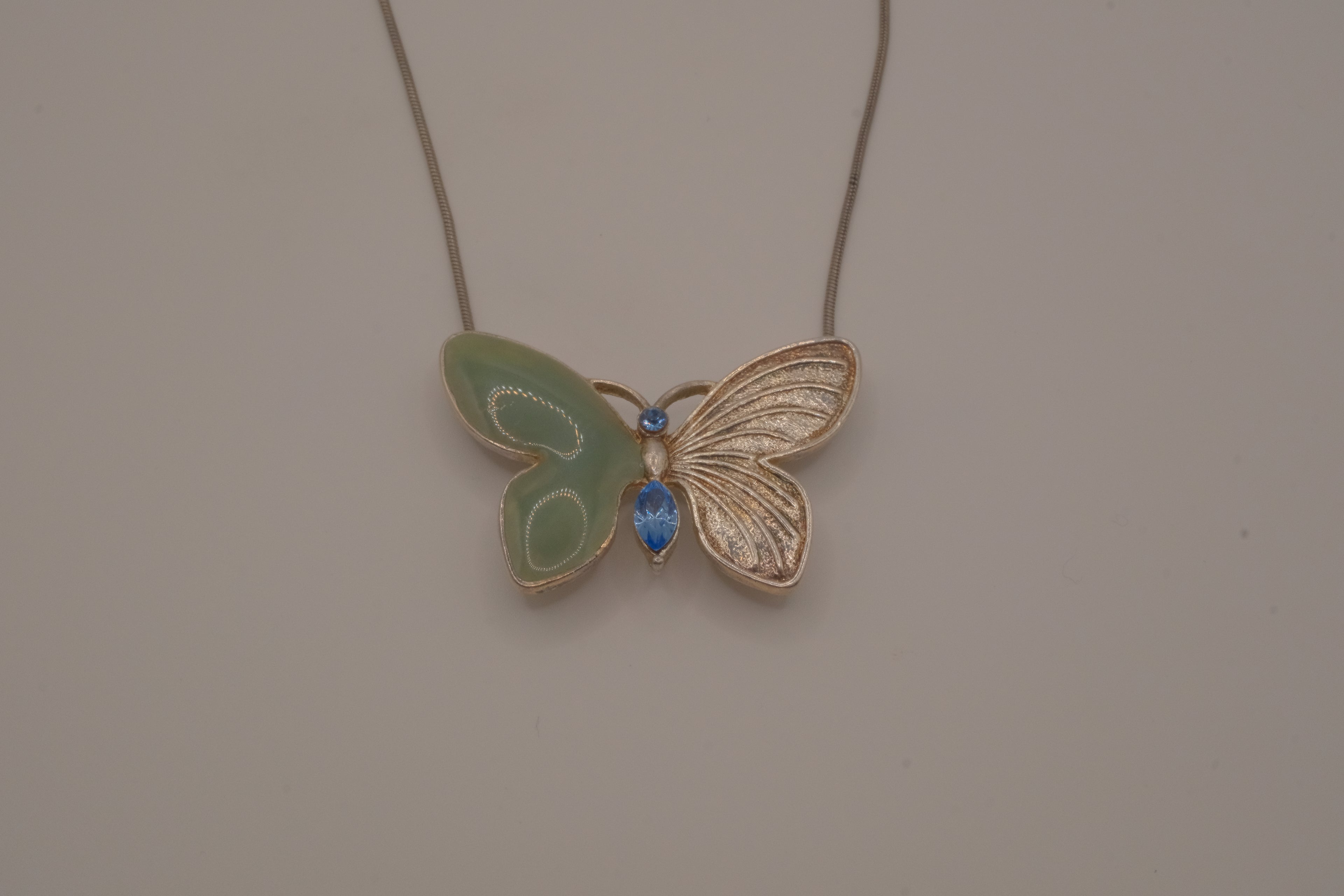 Vintage asymmetrical butterfly pendant necklace