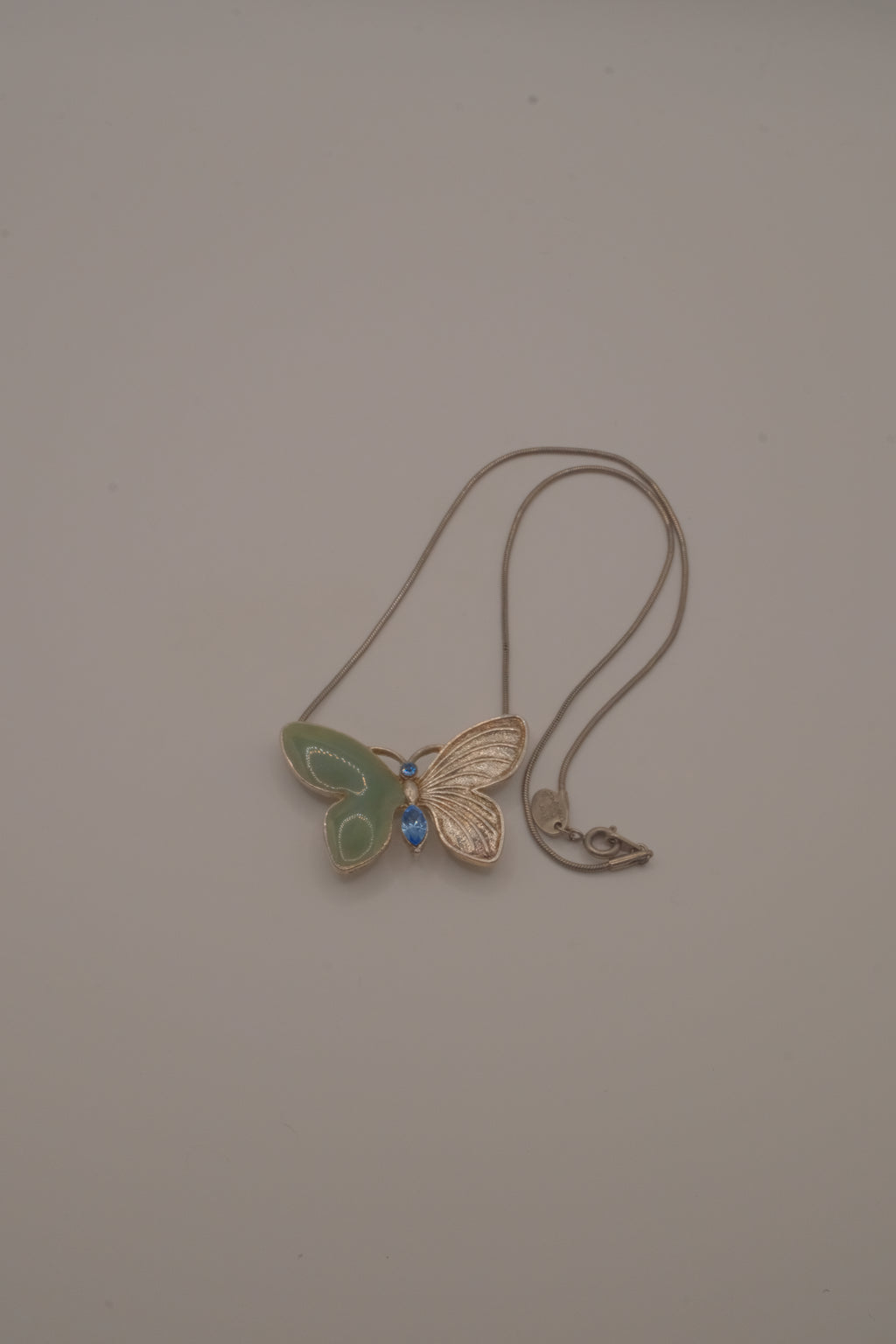 Vintage asymmetrical butterfly pendant necklace