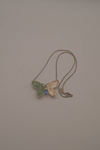 Vintage asymmetrical butterfly pendant necklace