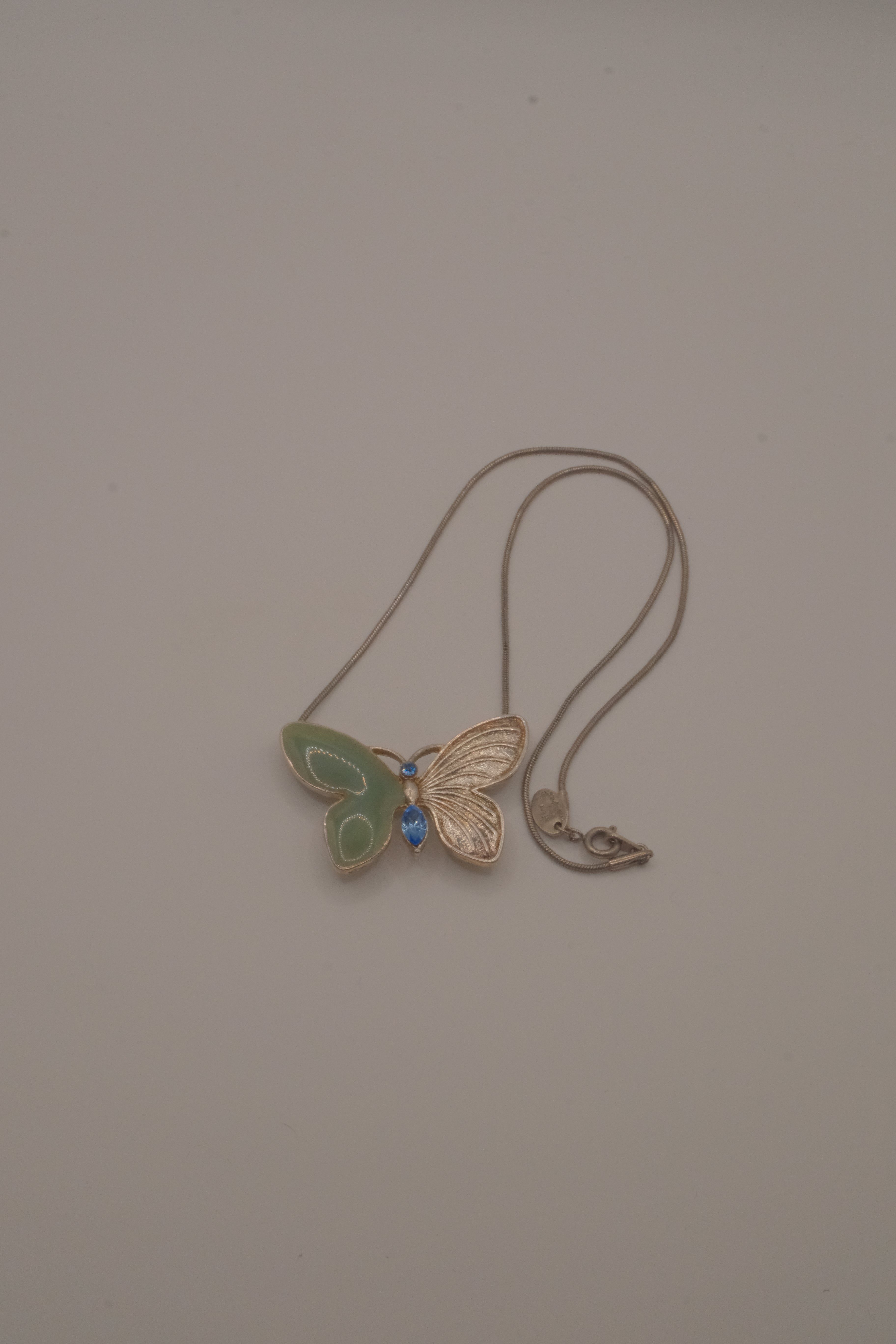 Vintage asymmetrical butterfly pendant necklace