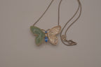 Vintage asymmetrical butterfly pendant necklace