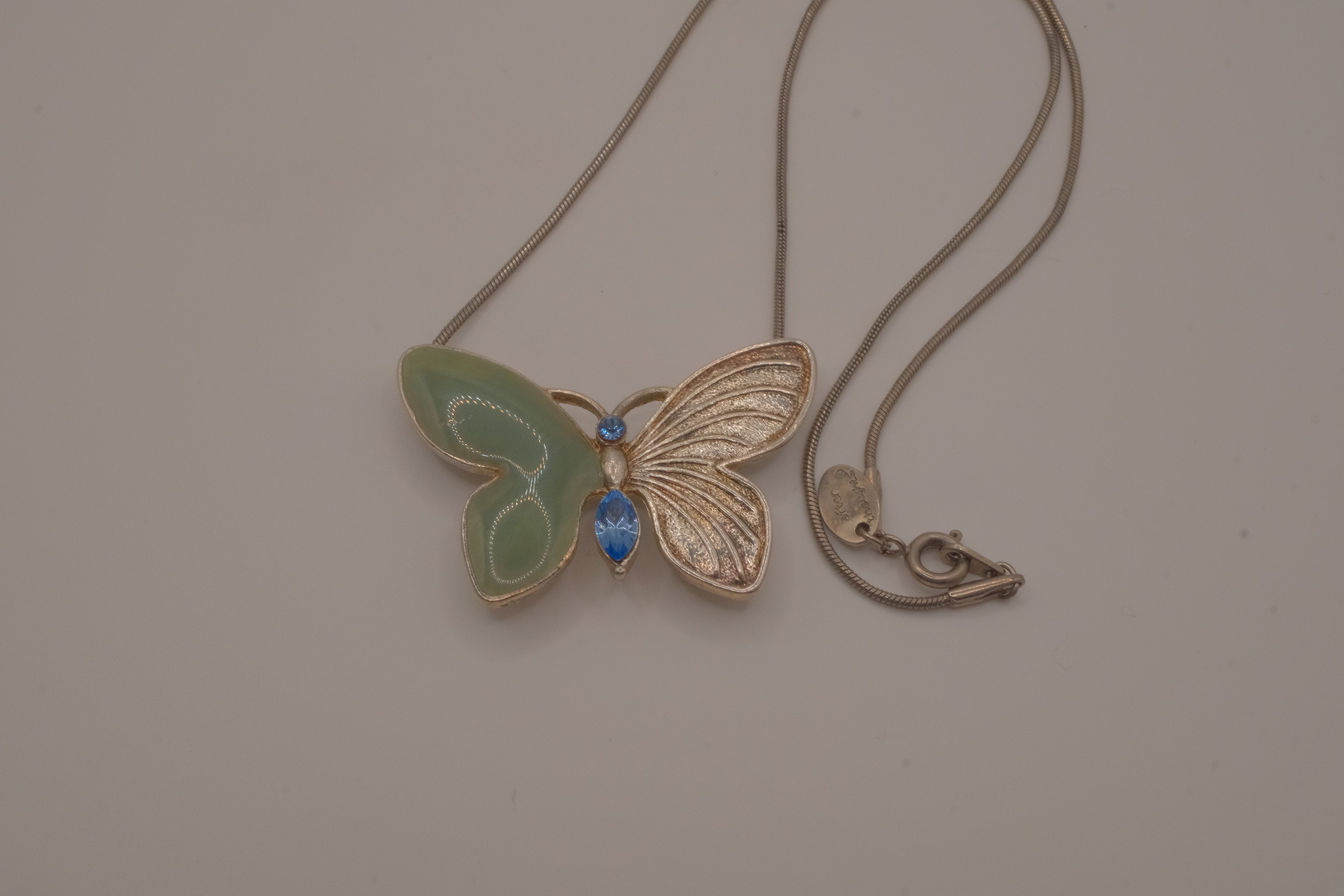 Vintage asymmetrical butterfly pendant necklace