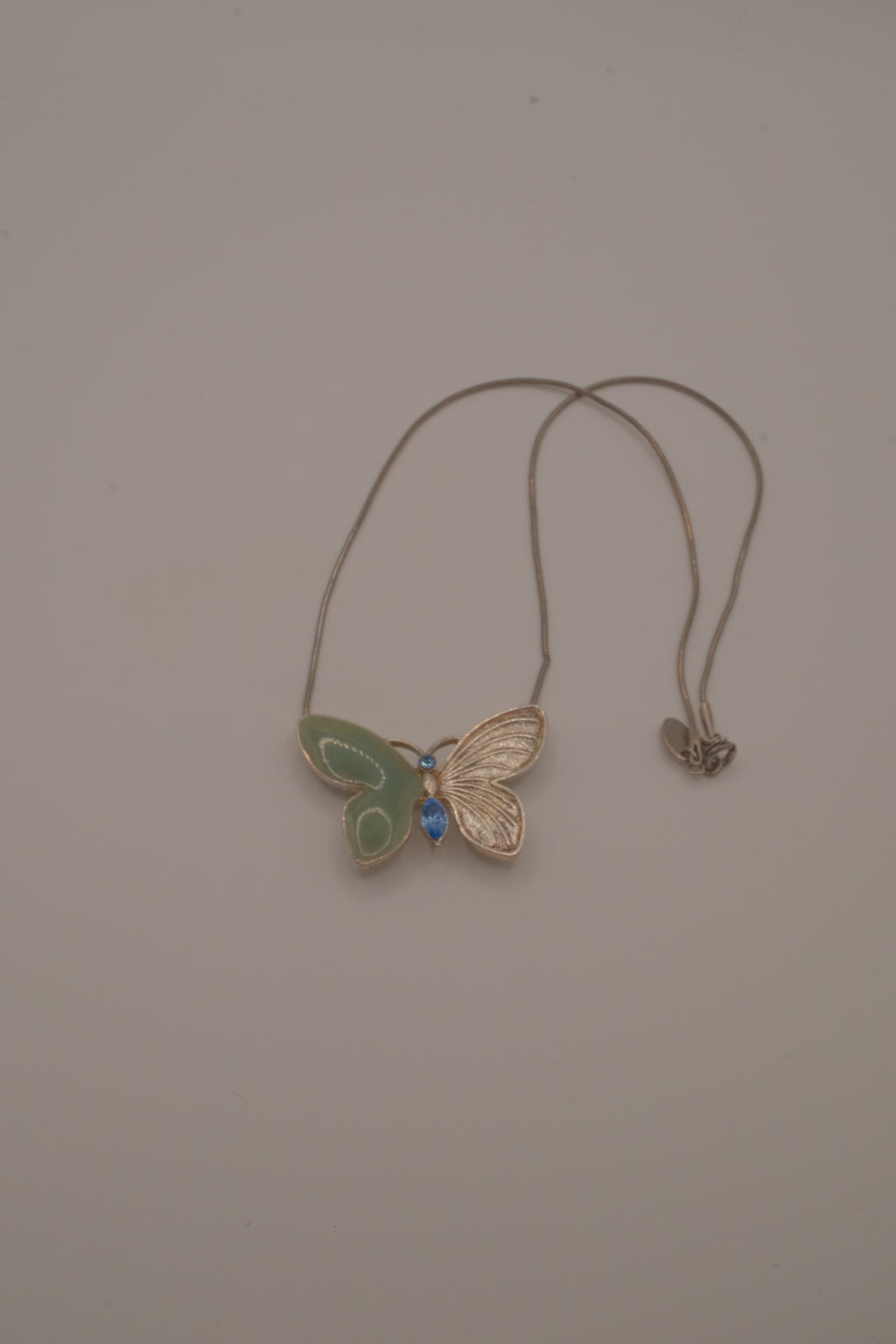Vintage asymmetrical butterfly pendant necklace