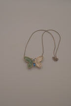Vintage asymmetrical butterfly pendant necklace
