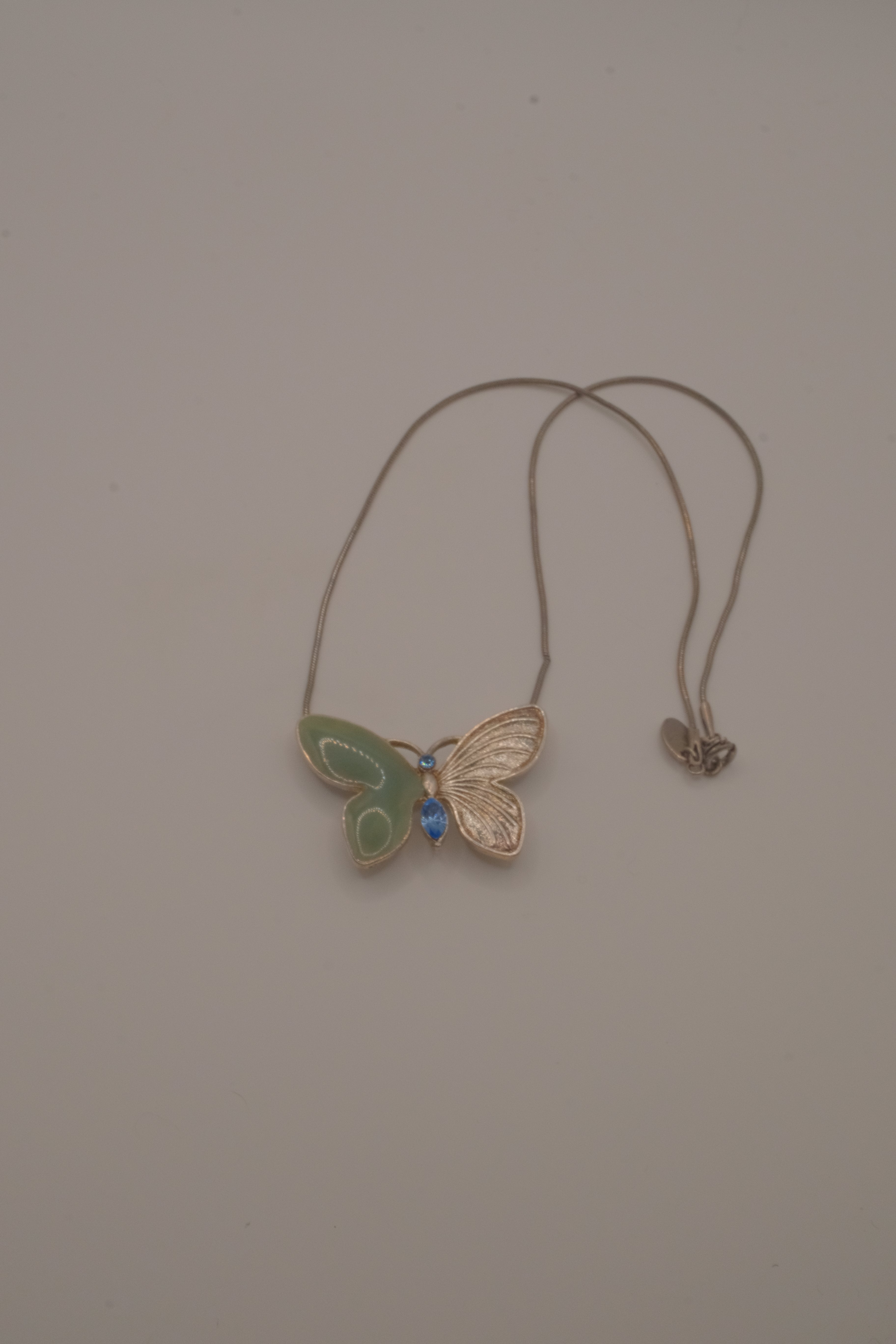 Vintage asymmetrical butterfly pendant necklace