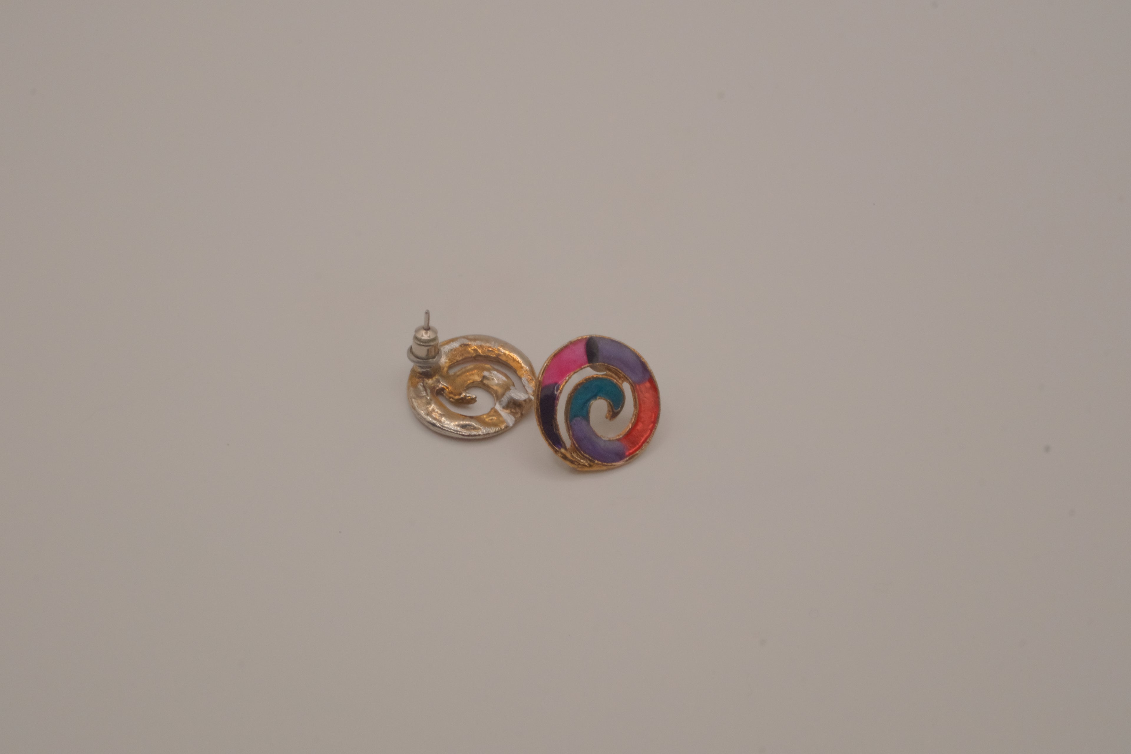 Vintage multi-color enameled stud earrings