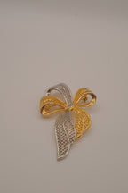 Vintage Park Lane two-tone mesh ribbon bow brooch
