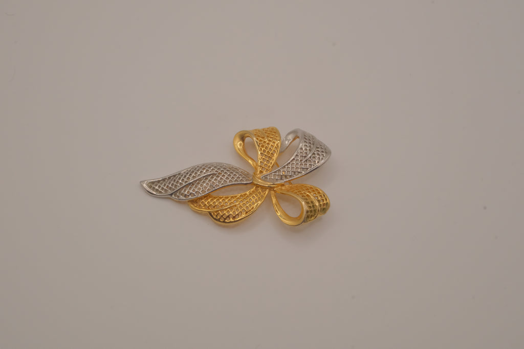 Vintage Park Lane two-tone mesh ribbon bow brooch