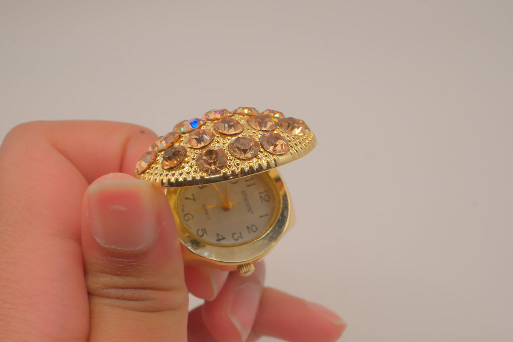 Chico's gold-tone flip-top ring watch
