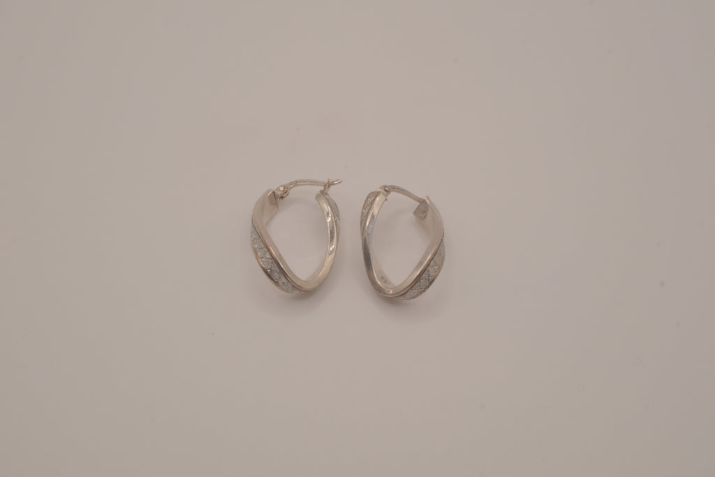 Sterling silver twist swirl glitter hoop earrings