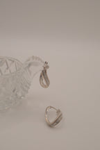 Sterling silver twist swirl glitter hoop earrings