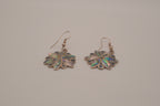 Vintage alpaca silver flower dangle earrings inlaid with abalone shell