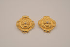 Vintage gold-tone Maltese cross style clip-on earrings