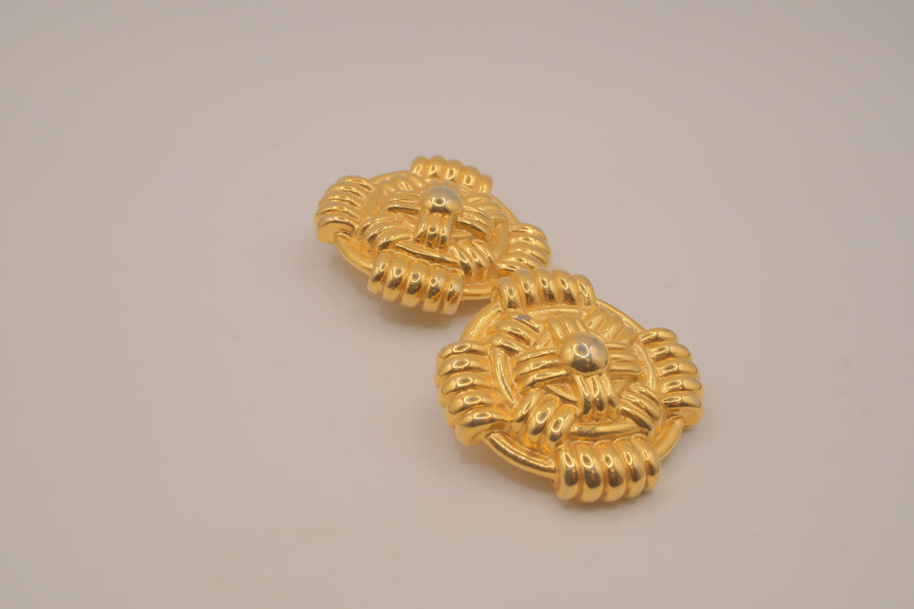 Vintage gold-tone Maltese cross style clip-on earrings