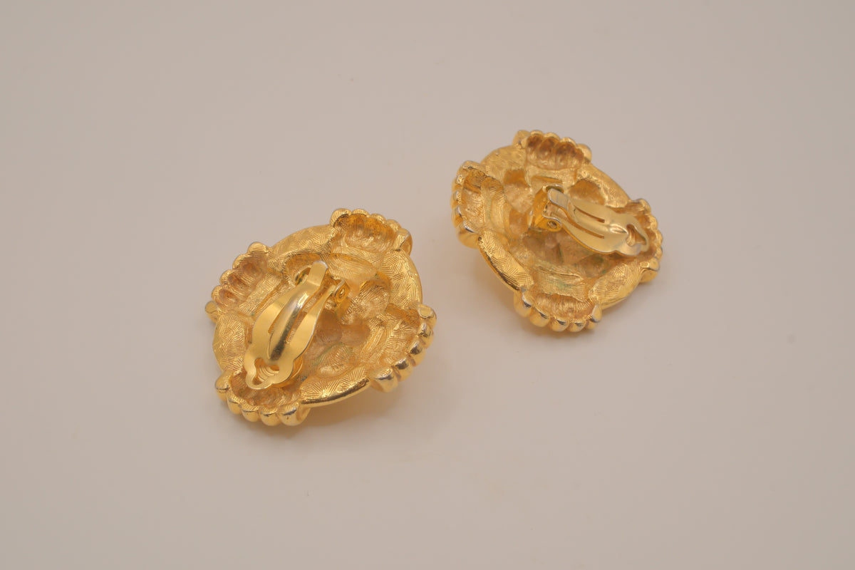 Vintage gold-tone Maltese cross style clip-on earrings