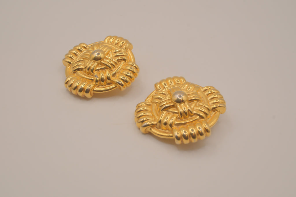 Vintage gold-tone Maltese cross style clip-on earrings