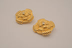 Vintage gold-tone Maltese cross style clip-on earrings