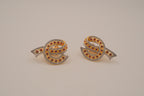 Vintage mixed tone ribbon-scroll style clip earrings