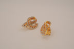 Vintage mixed tone ribbon-scroll style clip earrings