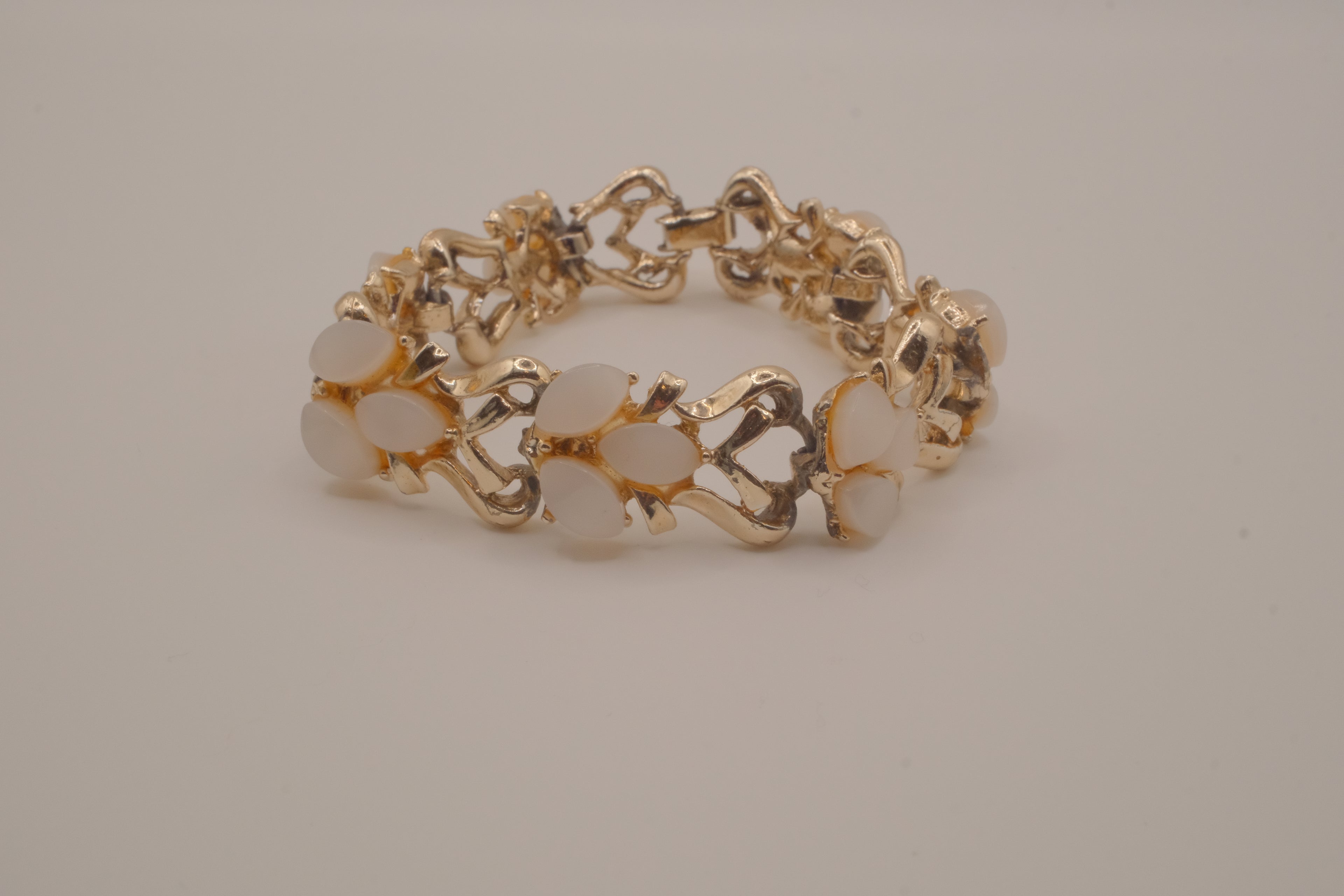 Vintage mid-century articulated panel link bracelet
