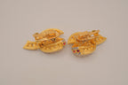 Vintage mixed tone ribbon-scroll style clip earrings