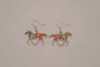 Multicolor enamel horse dangle earring